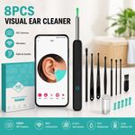 Generic 8PCS Visual Ear Cleaner, Wireless HD Camera Ear Pick Endoscope Earwax Removal Tool Kit, Black