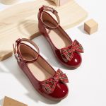 Mary Jane Red flat girl shoe