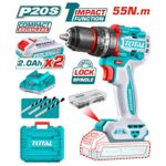 TOTAL  cordless brushless drill 55nm with two batteries 
