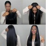 Female Long Middle Part Straight Wig Black