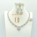 First Class Quality & Superior Ladies Super Bling Iced Out Complete Silver 4 In 1 Jewelry Set
