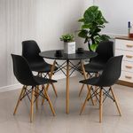 Generic Dinning Round Table + 4 Sitting Chairs   Colour: white and black