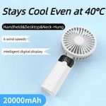 MingDe era Handheld USB Fan - 5000mAh, Quiet Brushless Motor, Digital Display, Portable - image 5