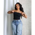 Fashion Women's Plain Tube Basic Top - Black & White - image 2