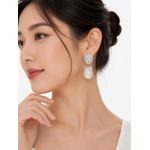 Fashion Silver Pearl Drop Earrings: