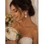 Fashion Silver Pearl Drop Earrings: - image 4