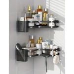 2 Pcs Multipurpose Corner Wall Bathroom Shelf- Mounted Organiser