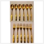Gold Plated Stainless Steel Spoon & Fork