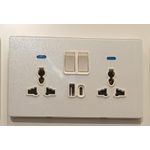Double Switched Universal Wall Socket with USB-A & Type-C Ports