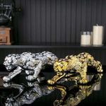 Luxury Geometric Crystal Leopard Statue