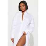 Fashion White Oversized Shirt Dress Long Sleeve Maxi Dress for Women Casual Everyday Wear Date Night - image 4