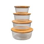 4PCS Borosilicate Glass Food Storage Containers with Bamboo Lid