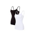 2pcs Ladies Cotton Adjustable Strap Camisole - Black, White