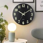 TIMBUTUS 12-Inch Silent Night Light Wall Clock – Glow-in-the-Dark, Non-Ticking
