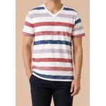 Fashion multi-colored striped V-neck T-shirt