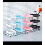 3 Tier Chrome Fruit & Vegetable Trolley Rack With Wheels.1Pc