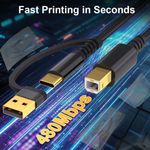 Generic 2Meter- 2-in-1 USB Printer Cable with USB C/USB 2.0 USB-A Male to USB-B - image 5