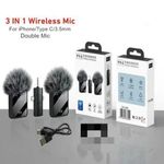 F15 2 In 1 DOUBLE NOISE CANCELLING WIRELESS MICROPHONE FOR IPHONE AND TYPE C Black Color