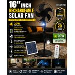 SOLAR OST 16-Inch Rechargeable Standing Fan +Free Solar Panel