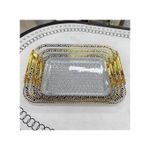 product_image_name-Generic-Rectangle Dish Serving Trays with Gold Beads Plastic Gold Fruit Dessert Party Plates Handles for Wedding Kitchen Use-Sets-2