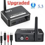Generic Bluetooth 5.3 HiFi Digital to Analog Audio Converter – Wireless BT Receiver with RCA/AUX Output & Volume Control