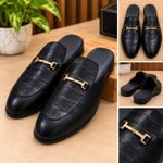Leather Crocodile Pattern Mens Half Loafers Shoes