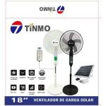 TINMO 18 Inches Rechargeable Solar Fan + Solar Panel 026 New