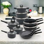 14 PCS Set Diecast Granite Pots & Double Frying Pan 