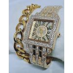 product_image_name-Fashion-Ladies Gold Wristwatch + Gold Non Tarnish Bracelet -1