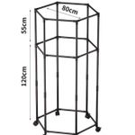 Generic Double-layer Clothes Drying Rack 360-Degree Rotating Clothes Rack Multi-Functional Clothes Drying Rack Hexagonal Floor-Standing Clothes Drying Rack Storage Rack Display Rack - Black - image 2