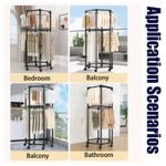 Generic Double-layer Clothes Drying Rack 360-Degree Rotating Clothes Rack Multi-Functional Clothes Drying Rack Hexagonal Floor-Standing Clothes Drying Rack Storage Rack Display Rack - Black - image 7