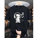 QUALITY COTTON ROUND NECK BLACK POLO T-SHIRT WITH DESIGN 