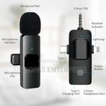 Generic 3-in-1 K9 Wireless Microphone for iPhone, Type-C & Android Smartphones - image 3