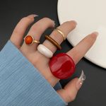 product_image_name-Fashion-Fashionable Creative resin red large ring 5 pcs of set for women ladies-5