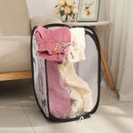 product_image_name-Generic-Foldable Dirty Clothes Baby Toy Storage Basket Three Sided Mesh-1