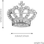Fashion Crystal Queen Crown Brooch Pin - Silver - image 2