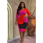 Pink and Red Mix Office dress
