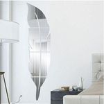 Generic Removable 3D Acrylic Long Feather Wall Mirror Art DIY-Silver - image 2