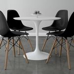 Luxury Dinning Round Table(Pole Base) + 4 Sitting Chairs