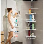Generic Adjustable 4 Tier Telescopic Shower Corner Rack Bathroom Shelf