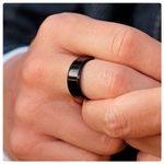 Men Black Smooth Titanium Steel 8mm Wedding Band