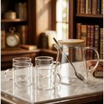 Generic Unique Glass Teapot/Coffee Server & Cups - Borosilicate Ensemble Teapot with 4 cups. - image 2