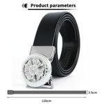 product_image_name-Fashion-Men’s Black Faux Leather Belt – Silver Round Auto Buckle with Crystal Highlights-8