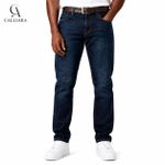 CALLIARA Classic Dark Black Stretch Jeans with Vintage Detailing