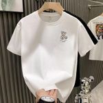 product_image_name-Fashion-Summer  Heavyweight Men's English Letter 100% Cotton Bear Print Round Neck High Quality Casual Fitness T-shirt-3