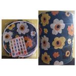 Foldable Washable Laundry Bag - Royal Blue With Flowers