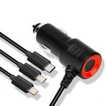 Generic 3 In 1 Super Fast Car Charger Kit - Type C, Lightning (iPhone) & Micro USB Android Multi-Charging Cable - Black