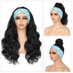 product_image_name-Generic-Ladies Wigs Black HeadBand Wig Long Wavy 24 inches Put On and Go Loose Wave-2