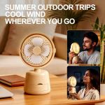Generic Rechargeable Desk Fan with Warm Night Light, 2 Wind Modes, 2 Light Modes, Storage Box, Phone Stand, Adjustable Portable Table Fan - image 3