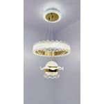 Luxury Black & Crystal Textured Ring Pendant Light with Wave Shade